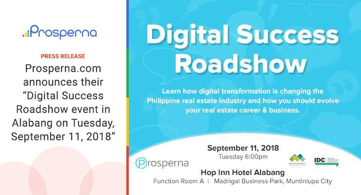 Prosperna Marketing Site | Press Release: Prosperna Announces Their "Digital Success Roadshow" Event in Alabang
