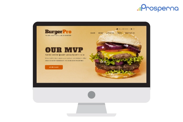 a monitor showing Burger Pro business homepage