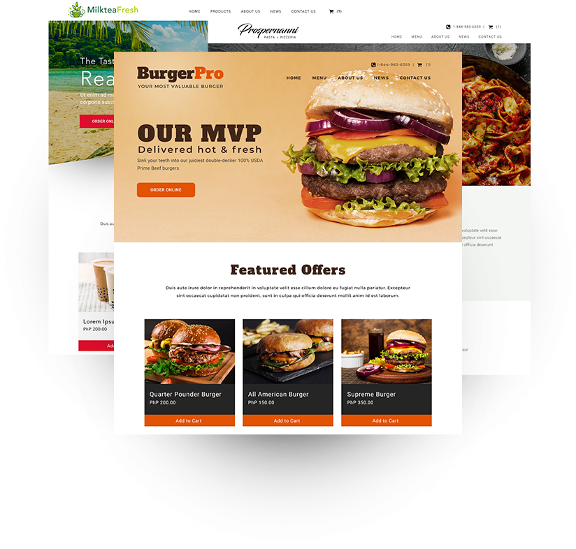 burger pro's homepage. double patty burger on top, 3 other burgers at the bottom