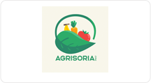 agrisoria's company logo with a leaf and fruits in the middle