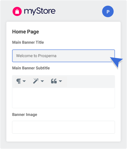 mystore app main banner properties interface
