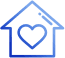 an icon of a house with a heart image in the middle of it