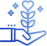 an icon of a hand holding a growing plant with a heart at the tip