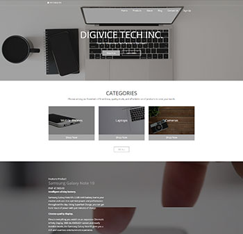 tech store homepage showing laptop and accessories