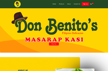 don benito's homepage showing the text don benito with a hat on the letter D.