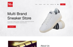 a webpage showing a pair of white sneakers
