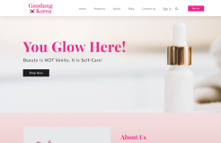a homepage of a beauty shop showing a bottle of essential oil