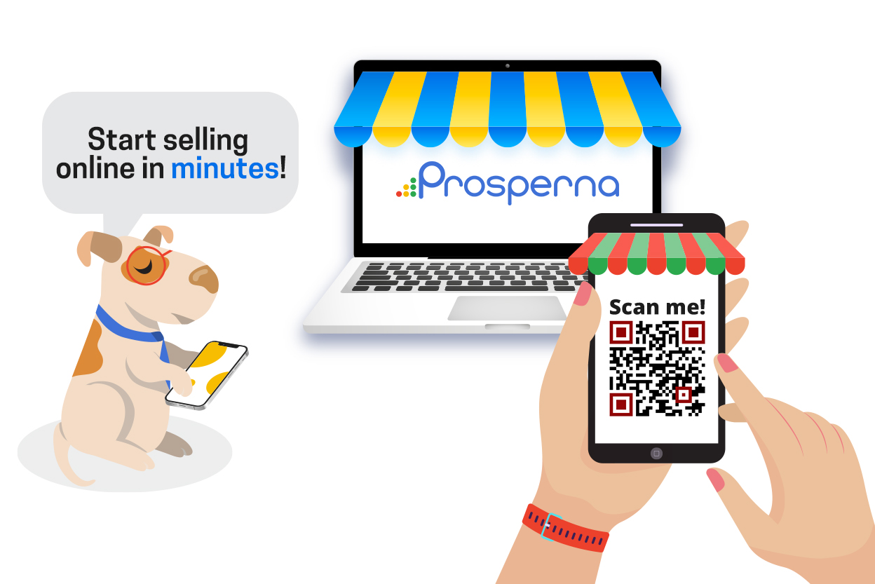 Start selling online in minutes! Scan me!