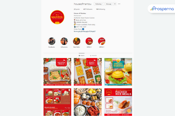 instagram for business: House of Mantou’s Instagram page