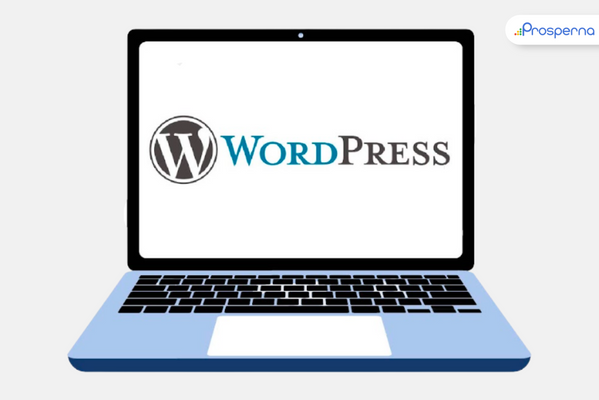 WordPress logo on a laptop screen