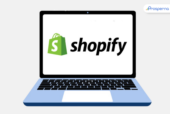 shopify logo on a laptop screen