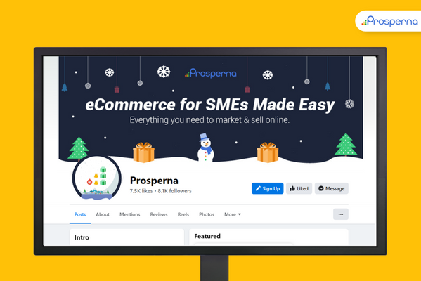 holiday sale: Prosperna Facebook home page