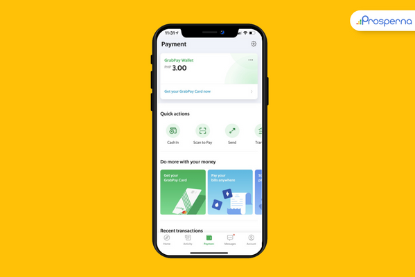 digital payment provider: GrabPay home screen